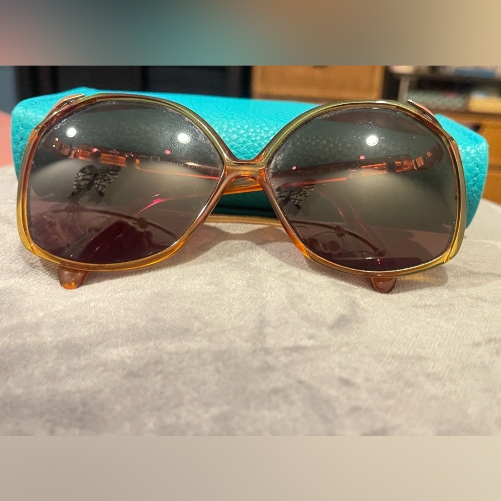Christian Dior 2104 30 Vintage Oversized Sunglasses Amber Honey Pink CD Logo